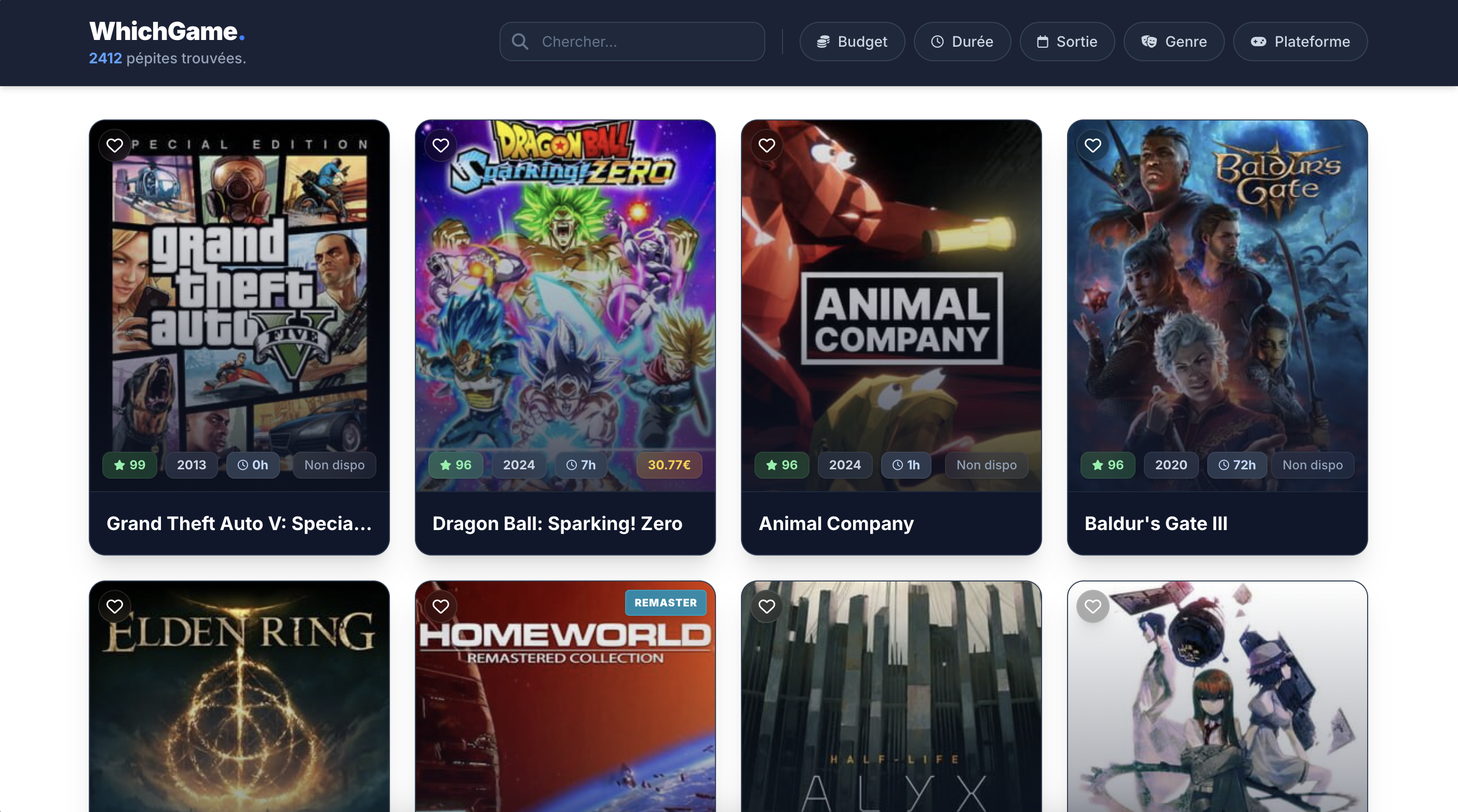 Aperçu du projet WhichGame